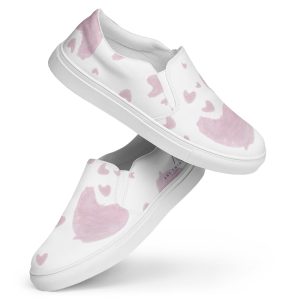 Pink Hearts On White Slip-On