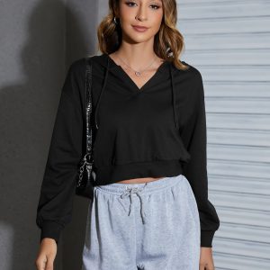 Black Cropped Hoodie