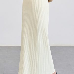 Long White Wool Skirt - Thick